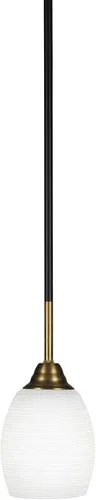 Vista 267 de Toltec Lighting Paramount - Mini colgante de 1 luz en acabado negro mate con cristal de arte perla de 7 pulgadas y estilo negro