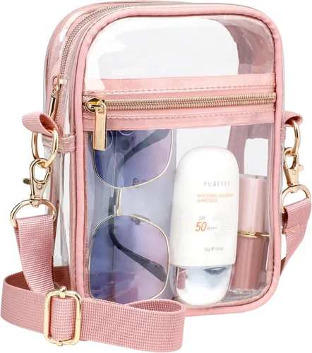 Vista 23 de PACKISM Bolsa transparente para eventos de estadio – Monederos pequeños transparentes para mujer, bolsa bandolera para conciertos y eventos