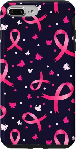 Vista 12 de Funda de soporte para iPhone 17 de mujeres de concientización sobre el cáncer de mama con patrón de cinta rosa