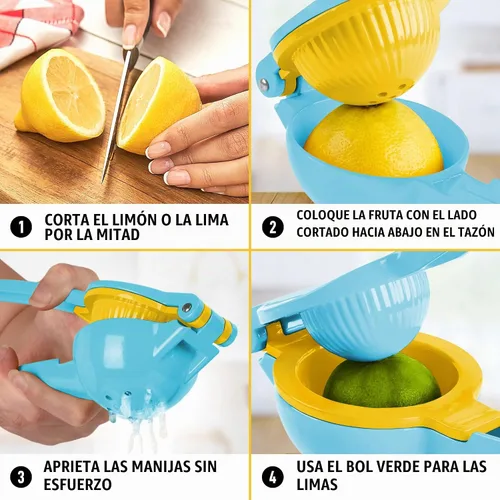 Vista 8 de Zulay Kitchen Metal 2-en-1 Limón Limón Exprimidor, Exprimidor De Mano - Azure Citrus Juicer, Lemon Press Manual, Stainless Steel, Max Extraction