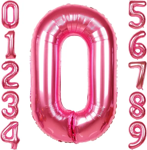 Vista 184 de Globos gigantes de números negros de 40 pulgadas, globos de aluminio de Mylar con helio para cumpleaños, globo número 0 para decoración de fiestas