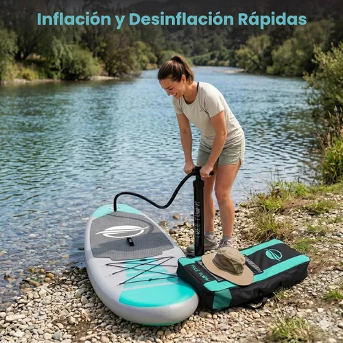 Vista 7 de SereneLife Tabla de remo inflable de 10 pies 6 pulgadas con accesorios de SUP de alta calidad, diseño estable de 32 pulgadas de ancho