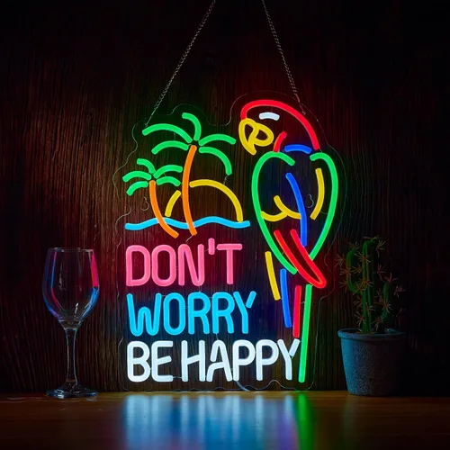 Vista 7 de 24inch Always Happy Hour Tiki Beer Bar Neon Sign for Wall Decor