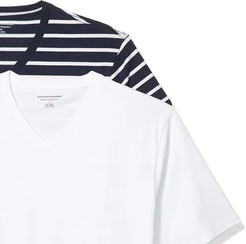 Vista 6 de Tienda Essentials Mens Regular-Fit Short-Sleeve V-Neck T-Shirt Pack of 2