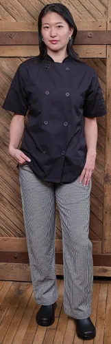 Vista 6 de Mercer Culinary Millennia - Pantalones de chef para mujer en diseño pata de gallo, L, NegroBlanco, 1