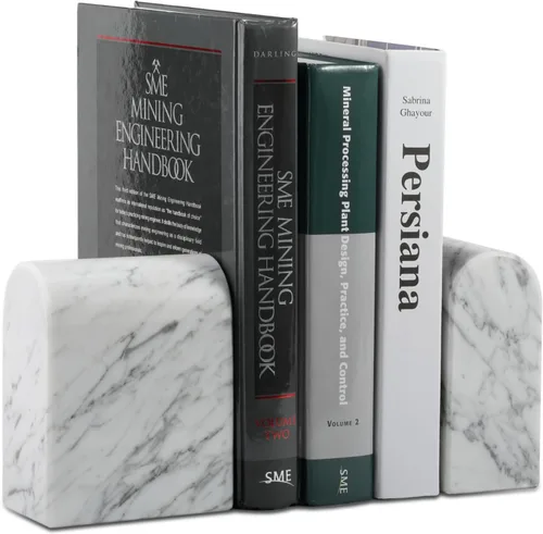 Vista 28 de Koville Sujetalibros de mármol italiano de Carrara para estantes, extremos decorativos para libros, 7 libras, soporte de libros de mármol Bianco