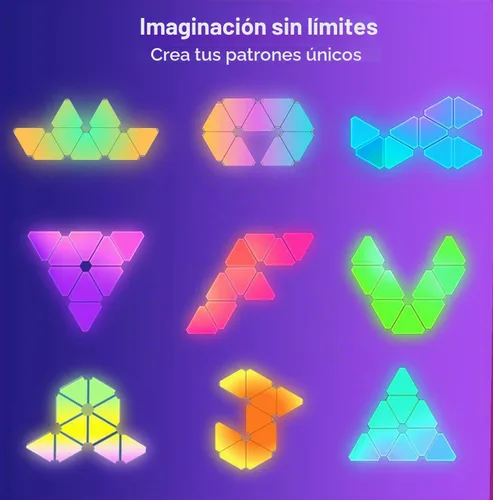 Vista 9 de Luz triangular de 4 paneles LED para expansión solamente, luces triangulares para decoración de luces de sala de juegos Dreamcolor, luz de pared
