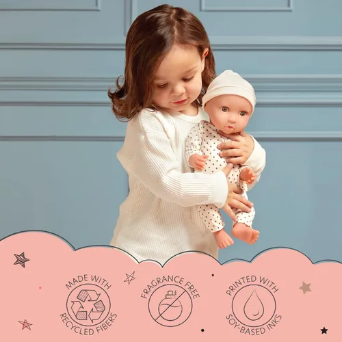 Vista 5 de LullaBaby Muñecas gemelas realistas de 14 pulgadas - Tonos de piel claros y ojos azules - Cuerpos suaves y trajes extraíbles - Sombrero, diadema