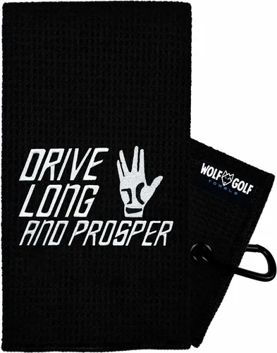 Vista 10 de Toalla de golf Wolf Golf Towels Breaking Par Bordada en EE. UU. Accesorios de golf para hombres o mujeres