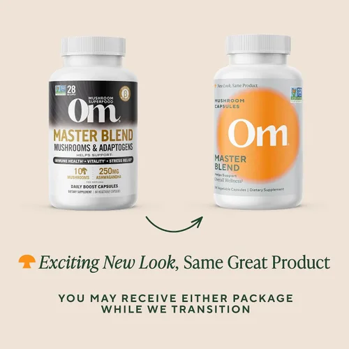 Vista 5 de Om Master Blend Cápsulas de hongos – Suplemento orgánico de hongos con 10 hongos y ashwagandha – Apoya la inmunidad, la salud intestinal y el alivio
