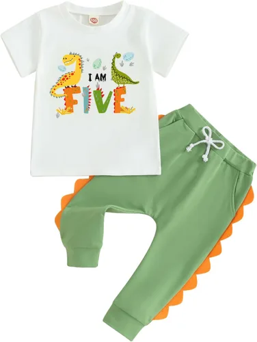 Vista 12 de Traje de cumpleaños para bebé niño de 1 a 5 años, conjunto de camisa y pantalón deportivo, conjunto de 1, 2, 3, 4, 5 años