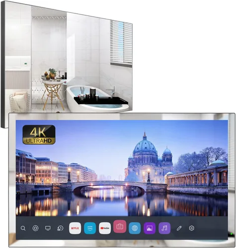 Vista 11 de Soulaca Espejo inteligente de 22 pulgadas LED TV IP65 impermeable con control de voz ATSC DTV sintonizador, WiFi y Bluetooth, baño de lujo, espejo