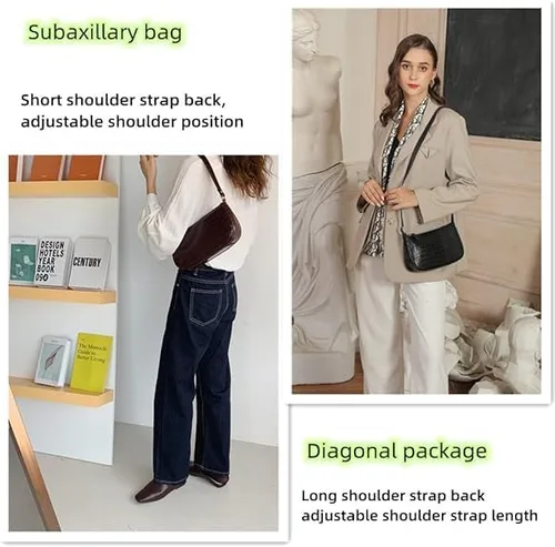 Vista 7 de WSRYDJDL Bolso pequeño para mujer, bolsos de hombro ajustables con patrón de cocodrilo con cierre de cremallera, retro