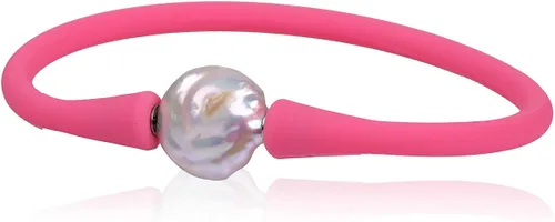 Vista 10 de GEM-Inside Big - Pulsera de joyería de perlas de 0.512 in para dama de honor, color negro, apilable, goma de silicona, elástica, perlas cultivadas