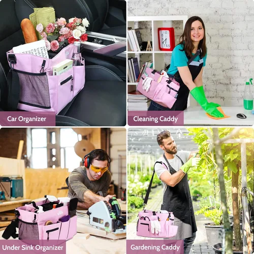 Vista 6 de Bolsas grandes de limpieza con asa y correas de hombro y cintura, para suministros de limpieza, para almacenamiento de muebles, organizador