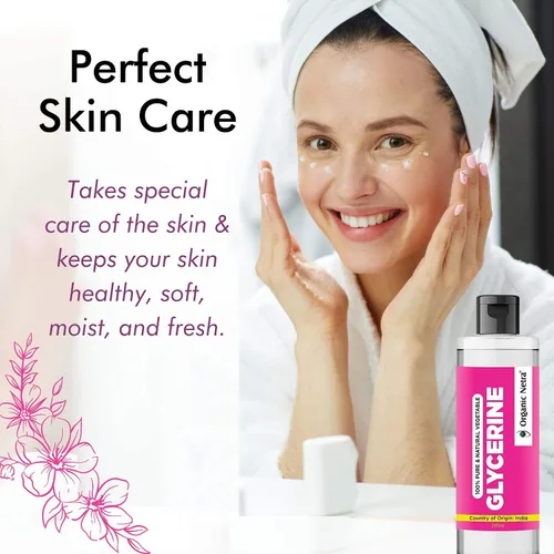 Vista 4 de Organic Netra Glicerina para la cara Líquido de glicerina 100% puro y natural para el rostro, belleza y cuidado de la piel Glicerina pura y sin