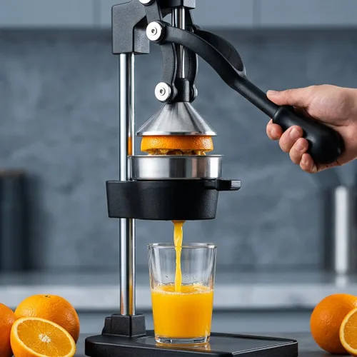 Vista 7 de Exprimidor de hierro fundido – Exprimidor manual de cítricos resistente, prensa profesional de naranja, exprimidor de limón de acero inoxidable