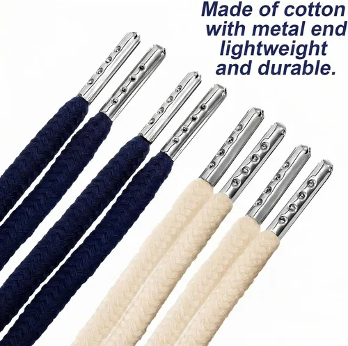 Vista 2 de Jetec Cordones de repuesto con cordón fácil de enhebrar para pantalones deportivos, pantalones cortos, pantalones, chaquetas (beige, azul marino)