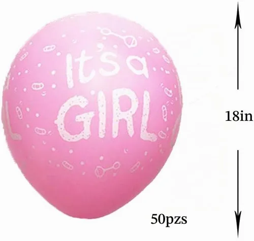 Vista 2 de Globos rosas de 12 pulgadas con texto en inglés "It's a Girl", 50