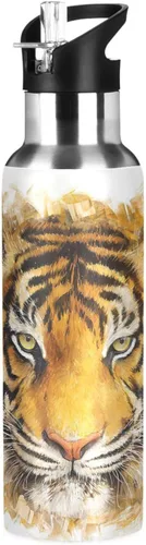 Vista 17 de Botella de Agua de Lobo Tazas de Lobo Botella de Agua Galaxia para Niños Niñas con Tapa de Pajita Lobos Aislada Acero Inoxidable Frasco de Agua a007