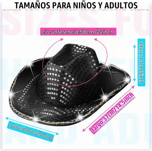 Vista 2 de Tisancy Paquete de 20 sombreros de vaquera con luces LED intermitentes para despedida de soltera occidental, boda, novia Negro
