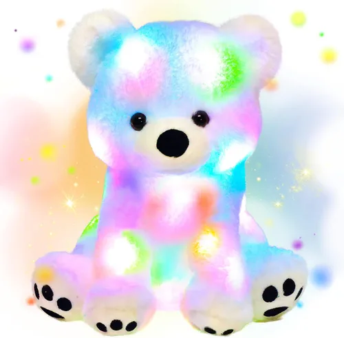 Vista 13 de Hopearl Pato de peluche LED que se ilumina, patito relleno de animal de granja flexible, luces nocturnas que brillan en la oscuridad, regalos