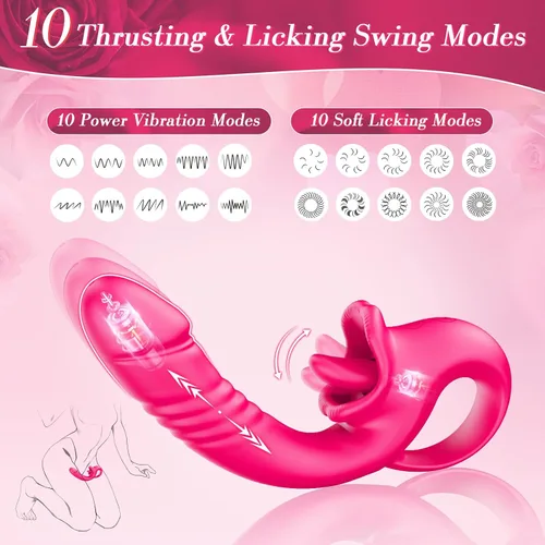 Vista 2 de Vibrador Consolador de Empuje Juguetes Sexuales para Mujeres, Consoladores Juguetes para Adultos Vibrador de Punto G y Estimulación Clitoral con 10