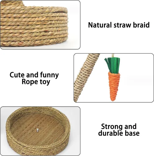 Vista 3 de Hamiledyi Juguetes para masticar conejo, ratán, rascador de hierba, trepador, árbol, divertido, árbol, zanahoria, juguetes para animales pequeños