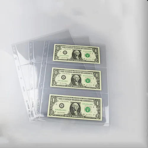 Vista 4 de MUDOR Fundas para moneda para carpeta, sin PVC, páginas para billetes de dólar 10 hojas, sin ácidos, fundas para dinero para coleccionistas, se