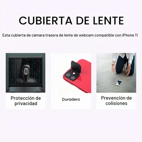 Vista 3 de Funda para lente de cámara de teléfono compatible con iPhone 11, protector de lente de cámara para proteger la privacidad y la seguridad, adhesivo