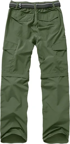 Vista 2 de Pantalones de senderismo para hombre, de secado rápido, ligeros, convertibles, con cremallera, para trabajo