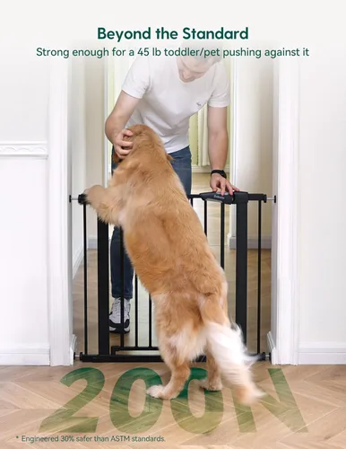 Vista 3 de Babelio - Puerta de bebé de 73-109 cm, con cierre automático, fácil de instalar, puerta de seguridad extra ancha para mascotas, Walk Thru