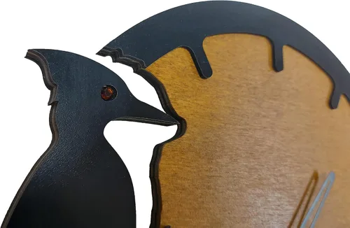 Vista 2 de Reloj de pared de pájaro carpintero, decoración moderna del hogar, reloj de pared de animales, reloj de pared de madera, relojes para decoración