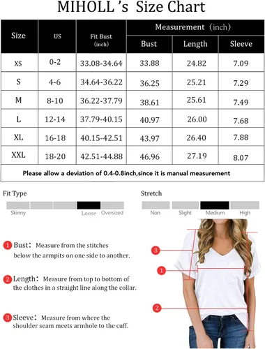 Vista 5 de MIHOLL - Camiseta holgada, informal, de manga corta, con cuello en V, para mujer