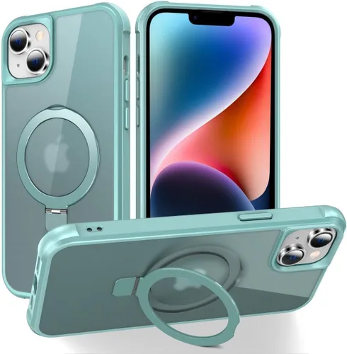 Vista 158 de CHAOFEnG Funda magnética compatible con iPhone 11 con soporte, prueba de caídas de grado militar, compatible con imán, anillo translúcido, parte