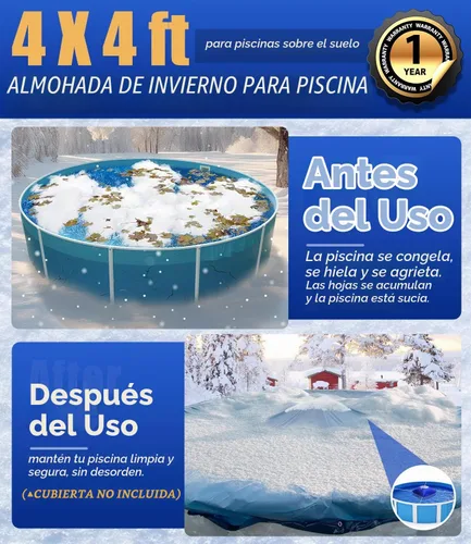 Vista 2 de Angooni Almohada de piscina resistente de 4 x 4 pies, PVC de 0.02 in