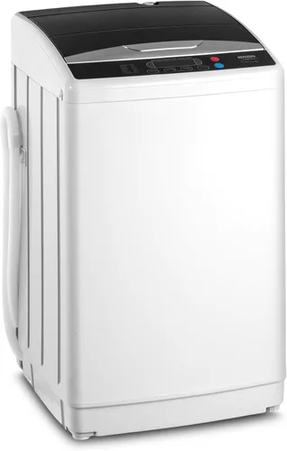 Vista 9 de ROVSUN Lavadora portátil de 17.8 libras, máquina de lavandería eléctrica completamente automática con tambor de acero inoxidable, lavadora compacta