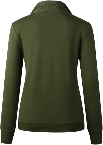Vista 4 de Barlver Sudaderas de manga larga con cremallera de un cuarto para mujer, lisas, informales, para mujer