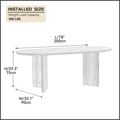 Vista 2 de JUSTONE Mesa de comedor grande para mesa de comedor de 4, 6, 8 asientos, rectangular, mesa larga de cocina moderna, mesa de conferencia de comedor