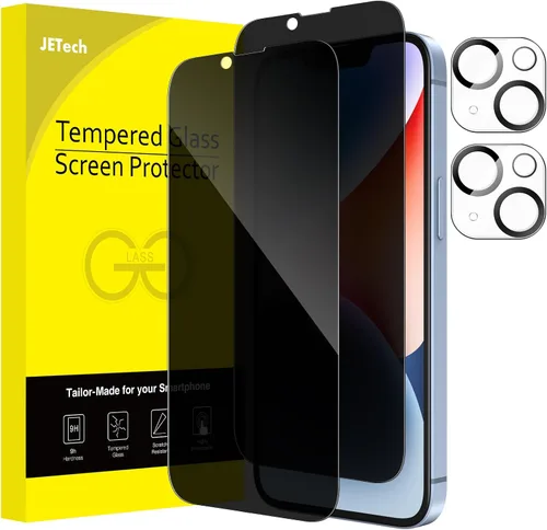 Vista 8 de JETech Protector de pantalla de privacidad para iPhone 11 de 6.1 pulgadas con protector de lente de cámara, película de vidrio templado antiespía