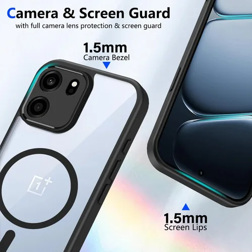 Vista 475 de Funda magnética transparente compatible con Xiaomi 17T, color negro 2 en 1 PC + TPU cubierta de teléfono a prueba de golpes, carcasa protectora