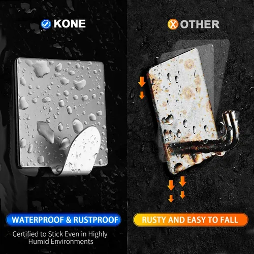 Vista 3 de Perchero de baño para toallas y batas 3M, de acero inoxidable pulido, con autoadhesivo, de Kone, Acero inoxidable, S