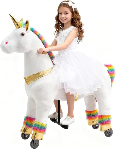 Vista 10 de Juguete de montar unicornio Pipleo para niños de 4 a 9 años, juguete de montar unicornio, animal de peluche mecánico de unicornio, sin batería ni