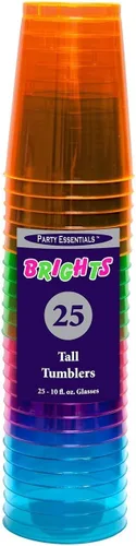 Vista 7 de Party Essentials - Copas de fiesta y vasos altos, de plástico duro, capacidad de 10 onzas, Variado neón