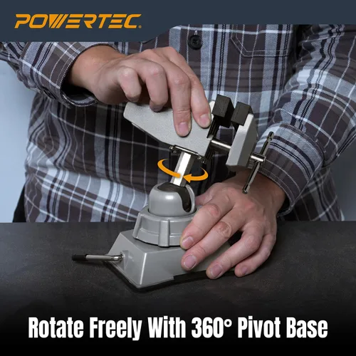Vista 10 de POWERTEC Tornillo de banco con base de vacío, abrazadera de succión de mesa portátil con mordaza de 2-3/4 pulgadas y cabezal giratorio de 360°
