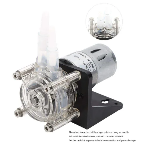 Vista 3 de Bomba peristáltica, bomba peristáltica de flujo grande de 16.9 fl oz/min hecha de acero inoxidable 304 con cabeza de PC transparente (12V)