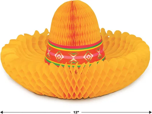 Vista 2 de Beistle Papel de seda Fiesta Sombrero Centro de mesa Cinco de Mayo tema mexicano decoraciones de fiesta suministros, amarillo/rojo/verde