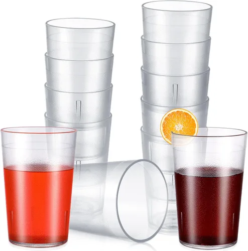 Vista 10 de Meanplan Paquete de 12 vasos de plástico de 8 onzas, vasos reutilizables Transparente