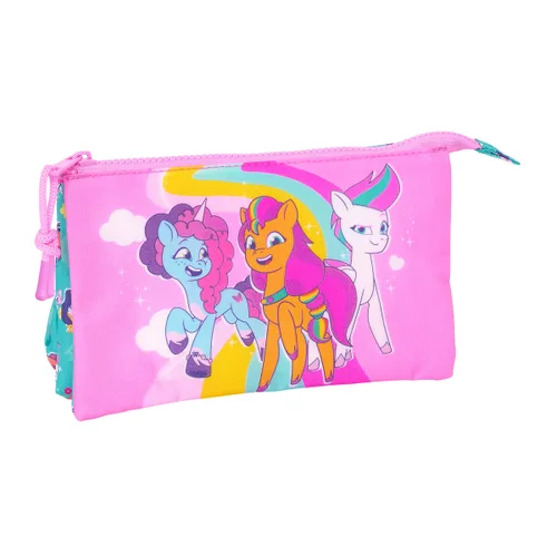 Vista 4 de Portatodo Triple My Little Pony Magic Rosa Turquesa 22 x 12 x 3 cm
