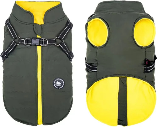 Vista 12 de Norbi - Chaqueta cálida para mascotas, arnés de chaleco para perros pequeños, abrigo de invierno 2 en 1 para cachorros, abrigo para clima frío XS